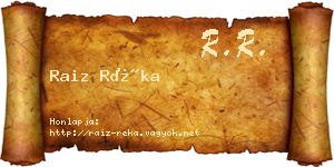 Raiz Réka névjegykártya